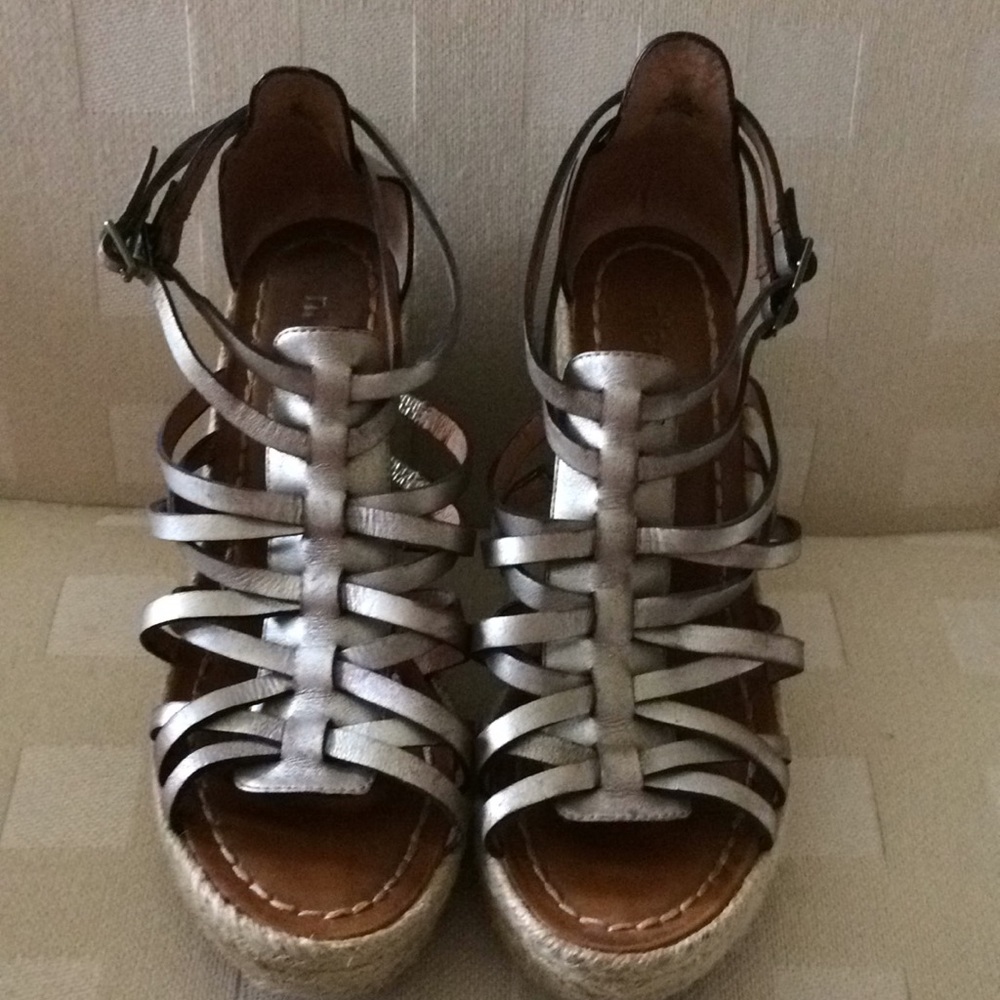 Metallic leather espadrilles
